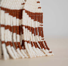 Load image into Gallery viewer, Beaded Fringe Earrings- cinnamon/bone white
