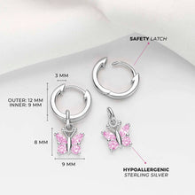 Load image into Gallery viewer, Butterfly Hoop Sterling Silver Earrings

